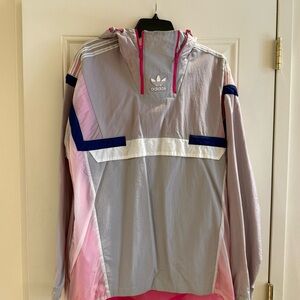Adidas Pink and Gray Windbreaker